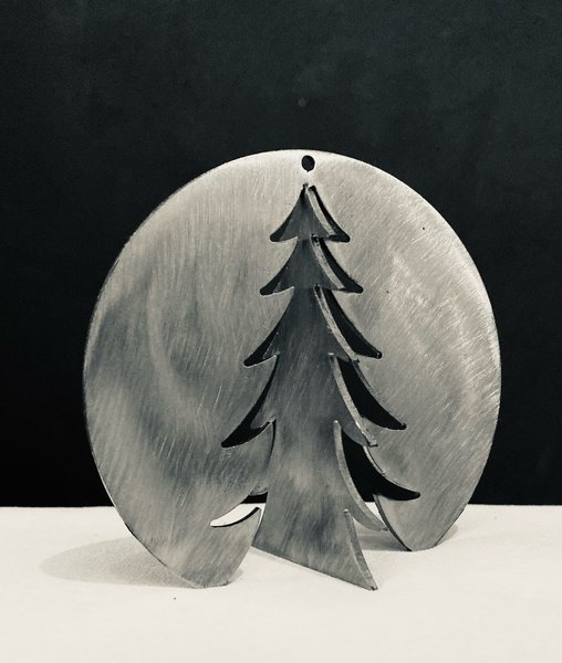 Christbaum gedreht zum Stellen und Hängen aus Edelstahl