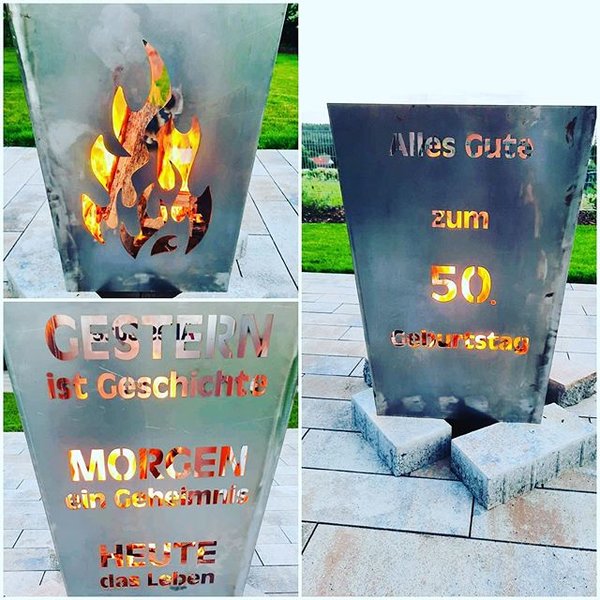 Feuerschale Alles Gute zum Gebutstag hell